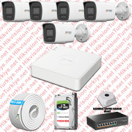 Hikvision 05 İp Güvenlik Kamerası Seti 4mp Colorvu Hibrit